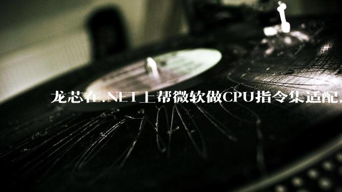 龙芯在.NET上帮微软做CPU指令集适配，为什么到国内.NET开发者这里成了维护龙芯.NET版本?